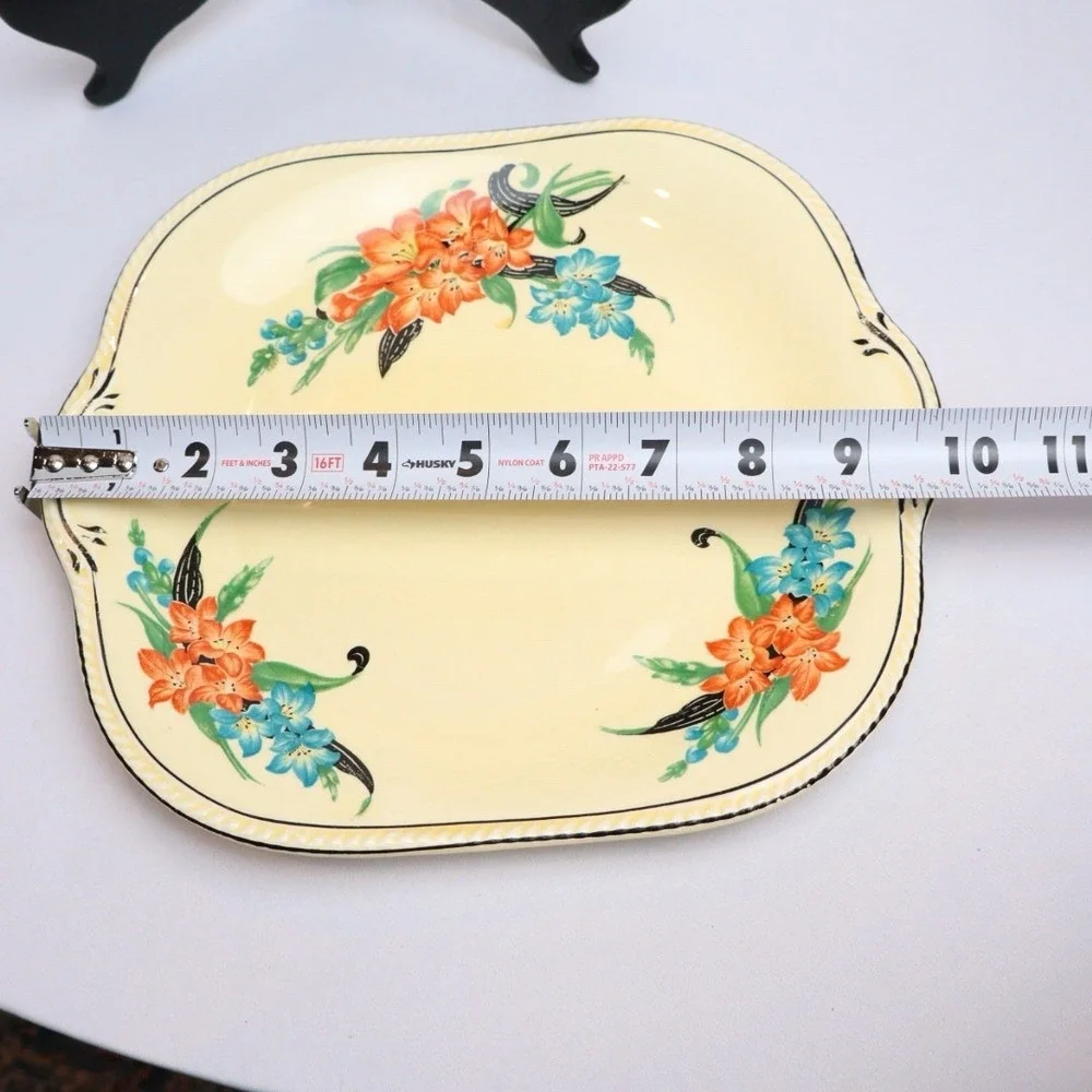 VTG Art Deco Hand Painted Floral Serving Platter Tray C.P. Co.